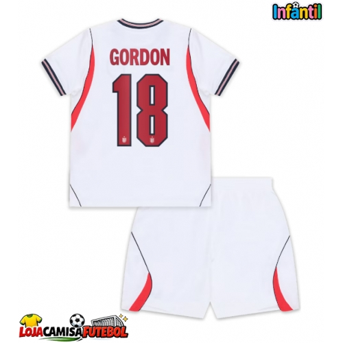 Camisa de Futebol Inglaterra Anthony Gordon #18 Equipamento Principal Infantil Mundo 2026 Manga Curta (+ Calças curtas)